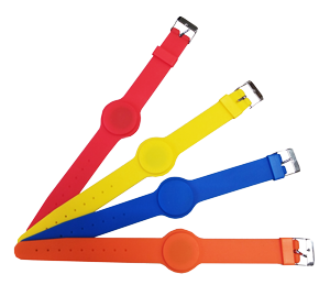[4153144] RFID silicone wristband (Plastic closer, 125 kHz ASK EM4100 compatible , Blue)